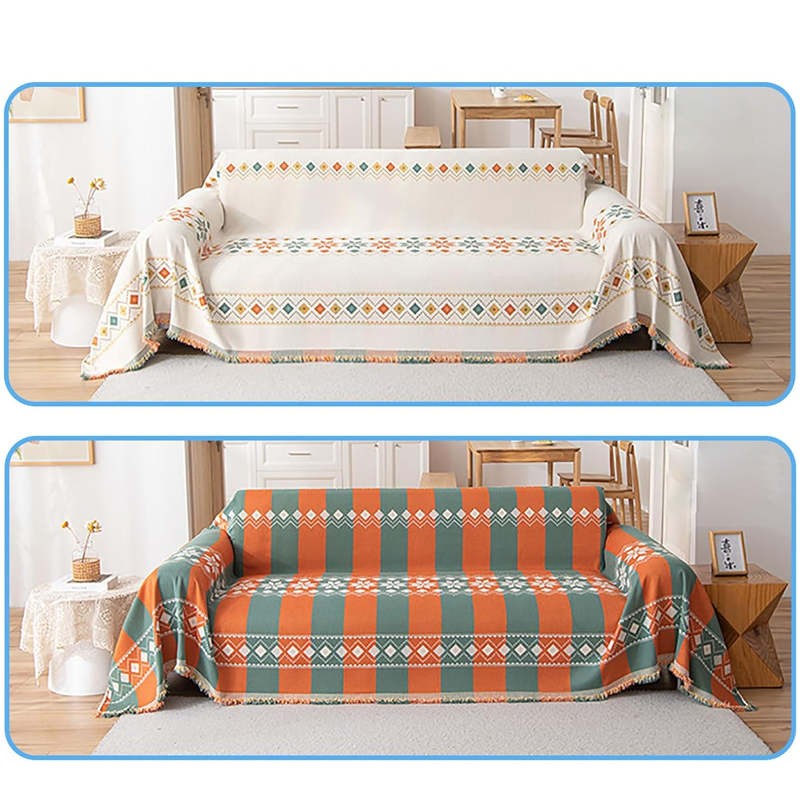🌟 Hot Sale 50% RABATT 🛋️ Sofabezug im Boho-Stil 💝 Fransenbesatz Wendbares Design