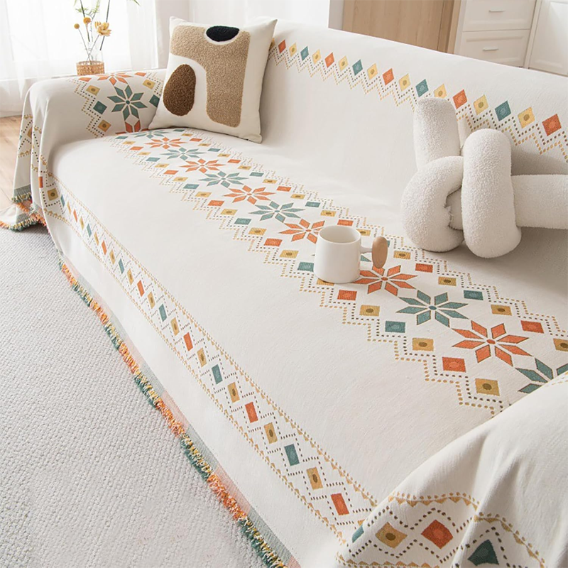 🌟 Hot Sale 50% RABATT 🛋️ Sofabezug im Boho-Stil 💝 Fransenbesatz Wendbares Design