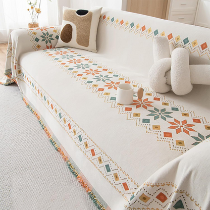 🌟 Hot Sale 50% RABATT 🛋️ Sofabezug im Boho-Stil 💝 Fransenbesatz Wendbares Design