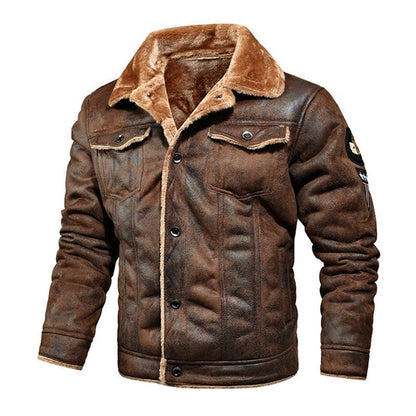 Men's Casual Button-Up Heavy-Duty Warm Leather Jacket🚛Free Shipping