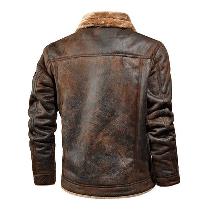 Men's Casual Button-Up Heavy-Duty Warm Leather Jacket🚛Free Shipping