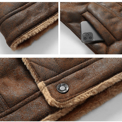 Men's Casual Button-Up Heavy-Duty Warm Leather Jacket🚛Free Shipping
