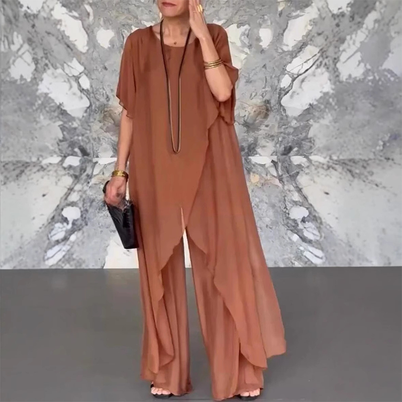 💃 Müheloser Stil, kein Schnickschnack – Damen Set aus unregelmäßigem Top & locker geschnittener Hose ✨