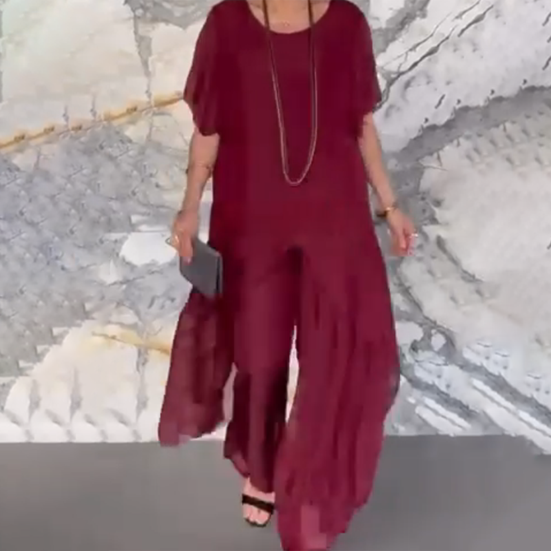💃 Müheloser Stil, kein Schnickschnack – Damen Set aus unregelmäßigem Top & locker geschnittener Hose ✨