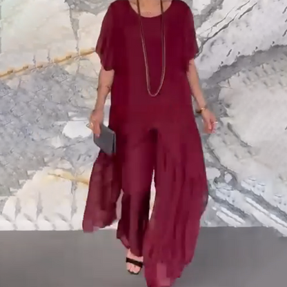 💃 Müheloser Stil, kein Schnickschnack – Damen Set aus unregelmäßigem Top & locker geschnittener Hose ✨