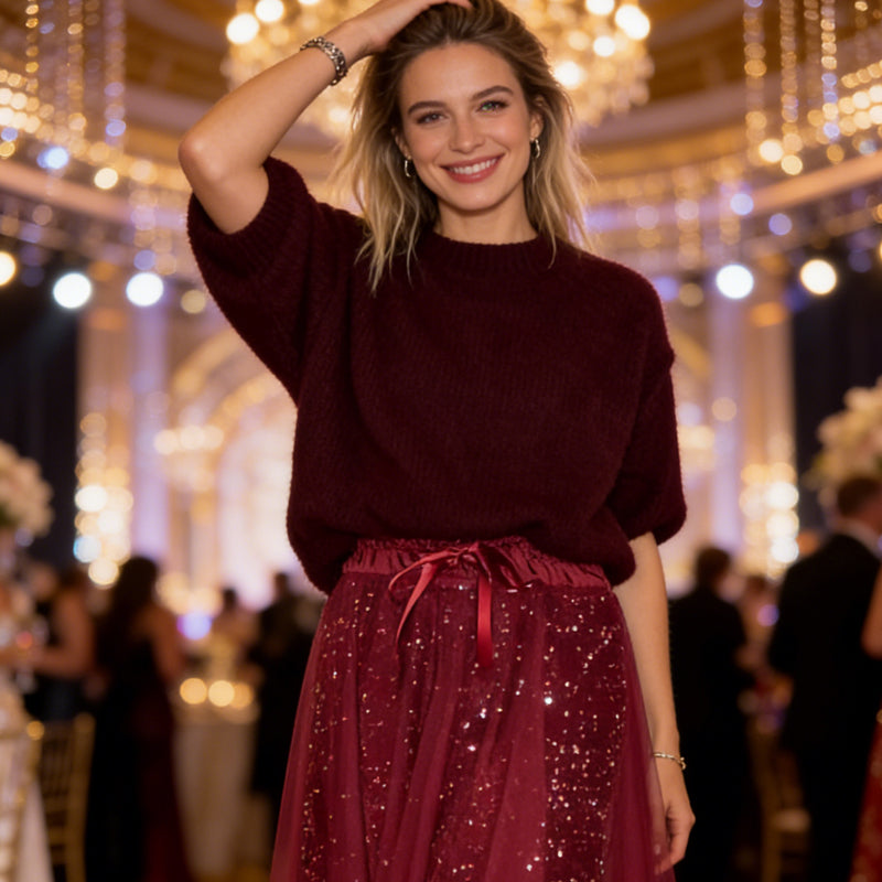 👗 Women's Sparkle Top & Tulle Skirt Set-Dazzling & Elegant Two-Piece Set✨