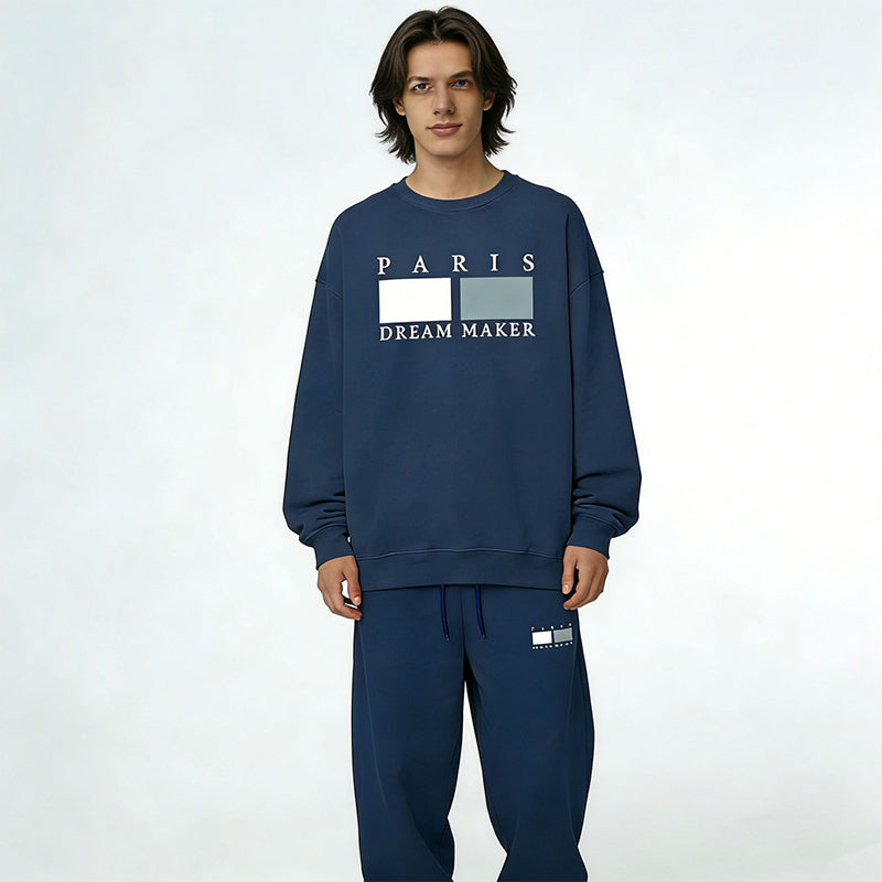 Men's Letter Print Top & Drawstring Waist Pants Set🚛Free Shipping