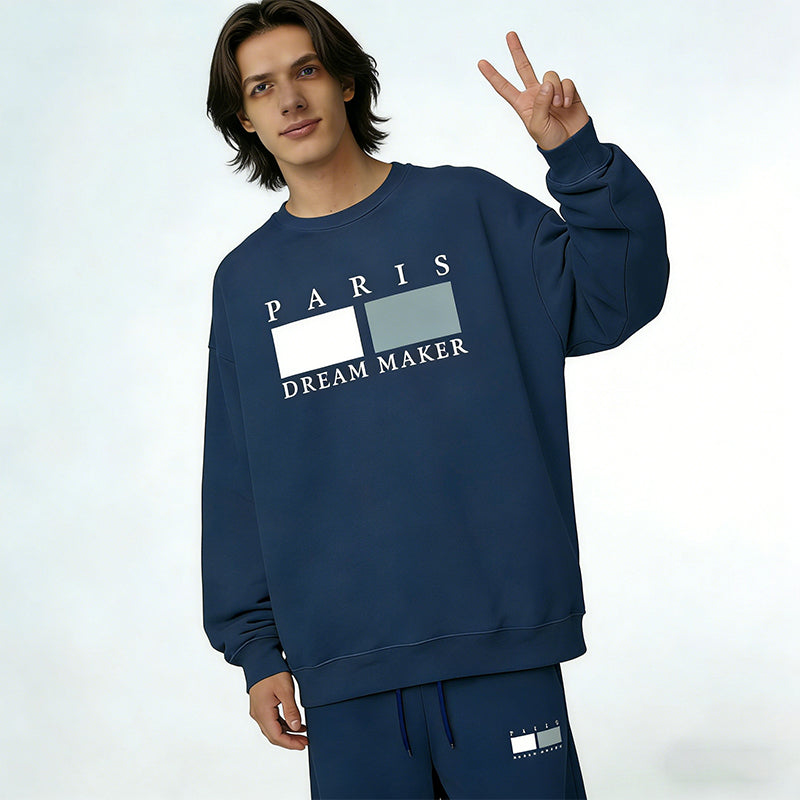 Men's Letter Print Top & Drawstring Waist Pants Set🚛Free Shipping