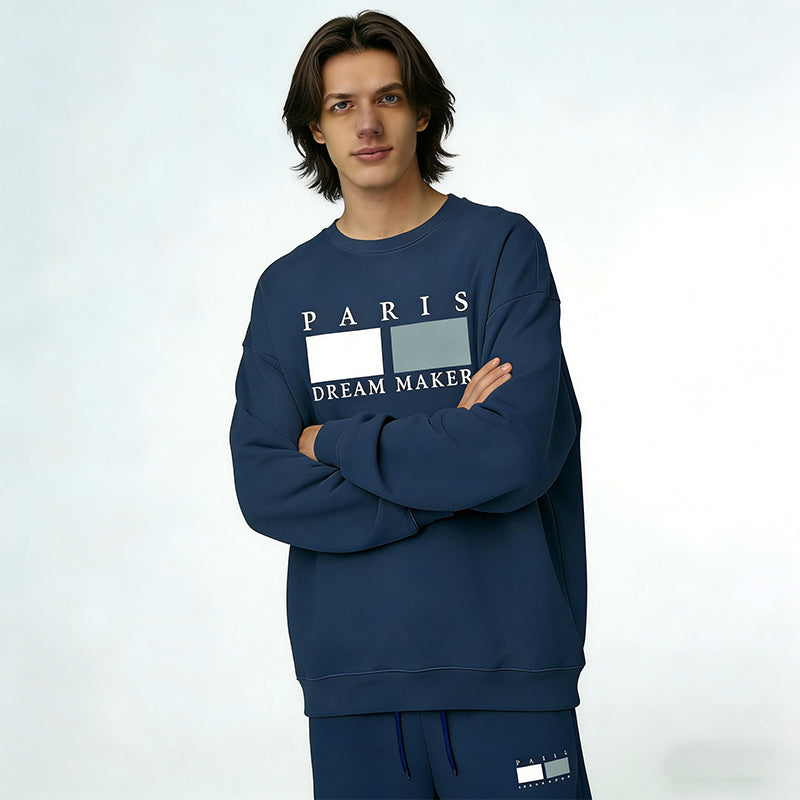 Men's Letter Print Top & Drawstring Waist Pants Set🚛Free Shipping