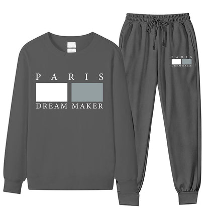Men's Letter Print Top & Drawstring Waist Pants Set🚛Free Shipping