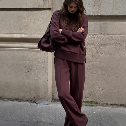 High-Neck Side-Zip Sweatshirt & Pants Set 🚛Free Shipping