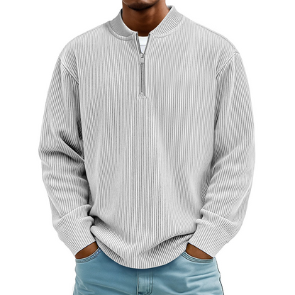 Men's Quarter-Zip Ribbed Long Sleeve Pullover🚛Free Shipping On Orders Of Two Or More