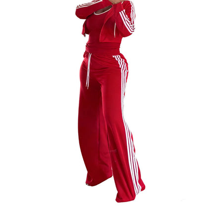 Women's Striped Zip-Up Tracksuit & Wide-Leg Pants 2-Piece Set🚛Free Shipping