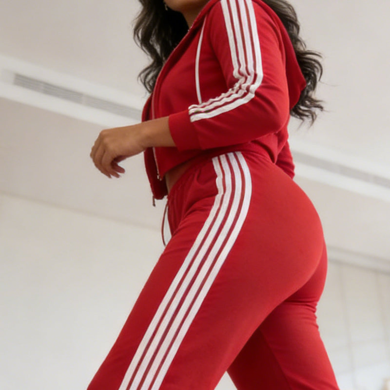 Women's Striped Zip-Up Tracksuit & Wide-Leg Pants 2-Piece Set🚛Free Shipping