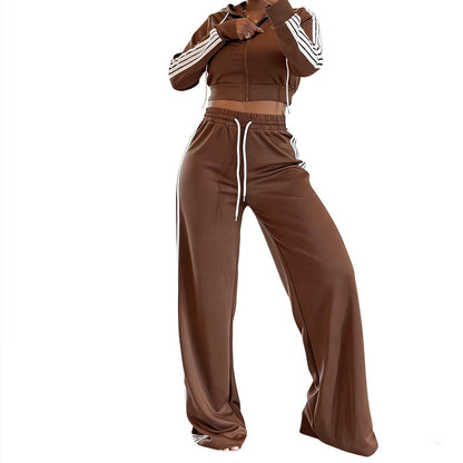 Women's Striped Zip-Up Tracksuit & Wide-Leg Pants 2-Piece Set🚛Free Shipping