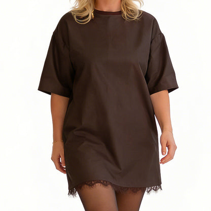 Casual Short Sleeve Lace Mini Dress