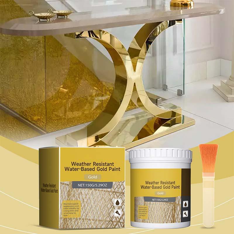 🔥2026 TOP-ANGEBOT🔥🎨🏡Blattgoldeffekt-Farben-Set – auf Wasserbasis, wetterbeständige Metallic-Goldfarbe mit Pinsel, ideal für Möbel, Dekoration & DIY-Projekte im Außenbereich