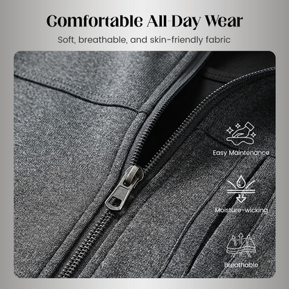 Men’s Stand Collar Jacket & Casual Pants 2-Piece Set