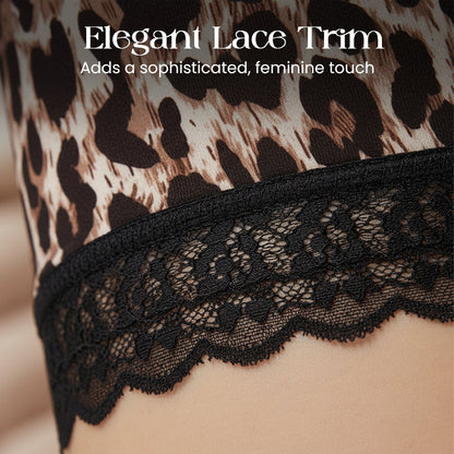 Leopard-Print-Dessous-Set mit Spitzensaum