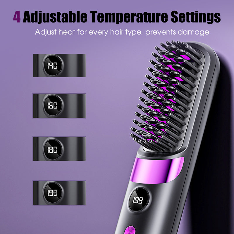 💇‍♀️🔥 3-in-1 Kabellose Haarglättbürste – Glätten, Locken & Entwirren – USB-C wiederaufladbar mit 4 Heizstufen – Perfekte Haare überall! ✨