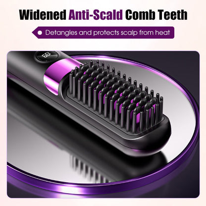 💇‍♀️🔥 3-in-1 Kabellose Haarglättbürste – Glätten, Locken & Entwirren – USB-C wiederaufladbar mit 4 Heizstufen – Perfekte Haare überall! ✨