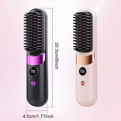 💇‍♀️🔥 3-in-1 Kabellose Haarglättbürste – Glätten, Locken & Entwirren – USB-C wiederaufladbar mit 4 Heizstufen – Perfekte Haare überall! ✨