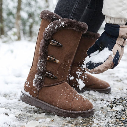 Women's Ultra-Warm Faux Fur Lined Mid-Calf Snow Boots