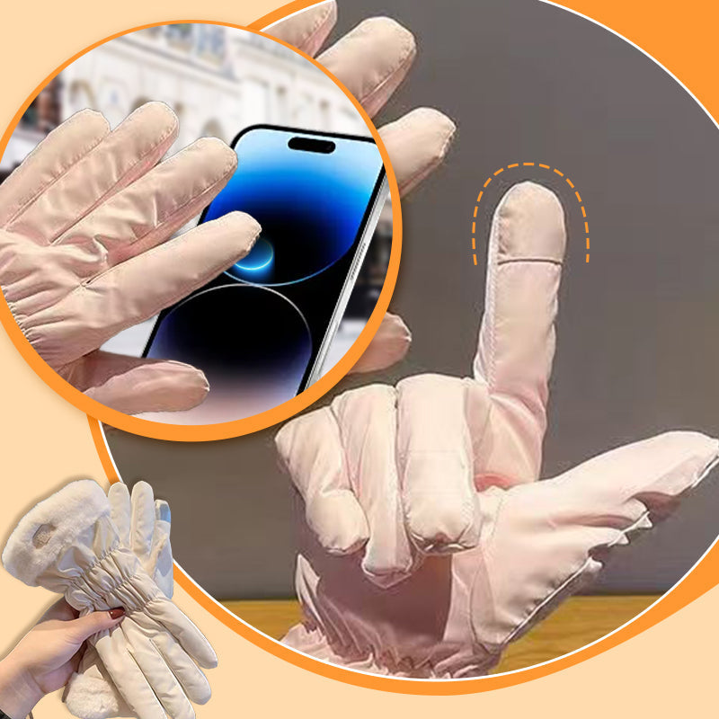 Warm Plush Cuff Gloves with Touchscreen Fingers