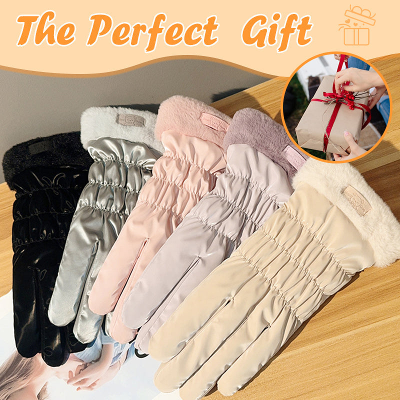 Warm Plush Cuff Gloves with Touchscreen Fingers