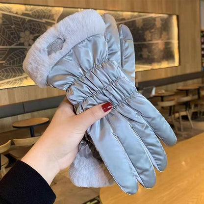 Warm Plush Cuff Gloves with Touchscreen Fingers