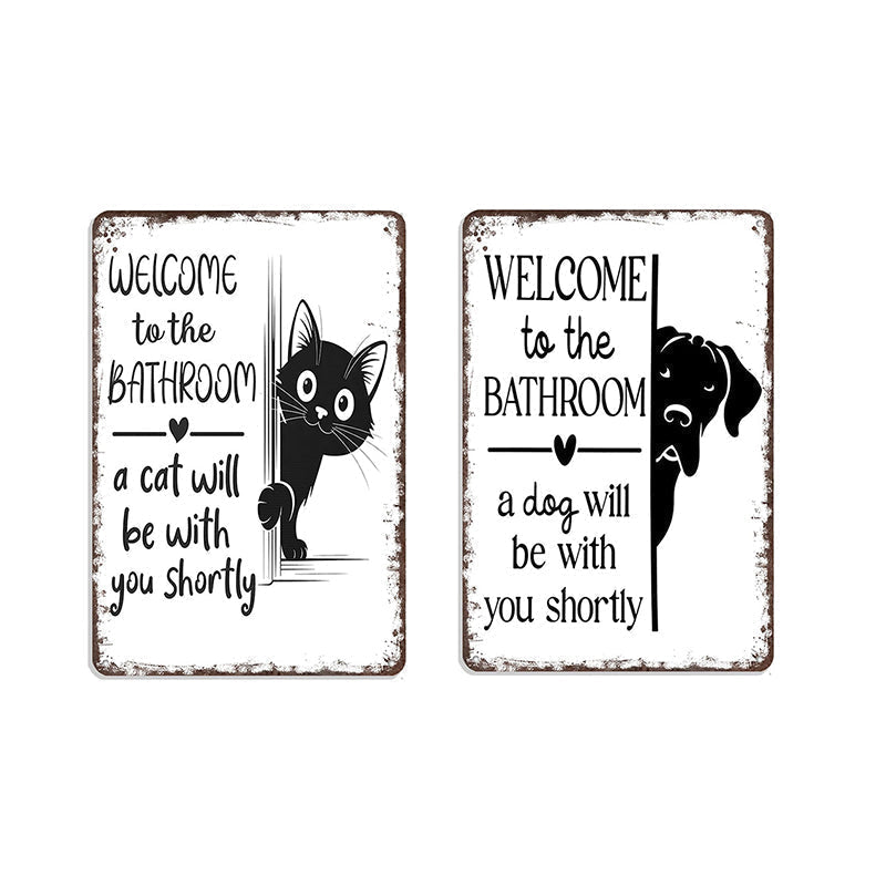 Cute Cat Bathroom Decor Sign