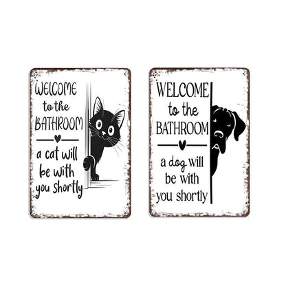Cute Cat Bathroom Decor Sign