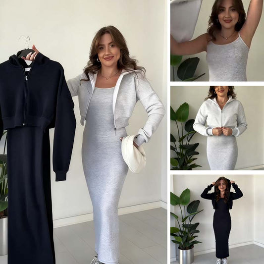 Women’s Stylish Jacket & Spaghetti Strap Dress 2-Piece Set 🚛Free Shipping