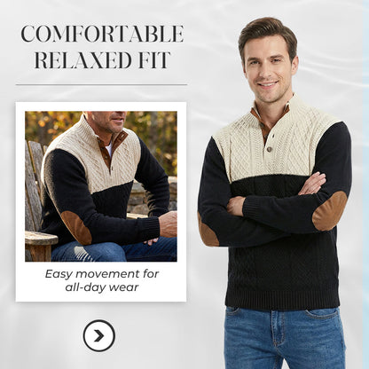 Men's Colorblock Button-Neck Sweater