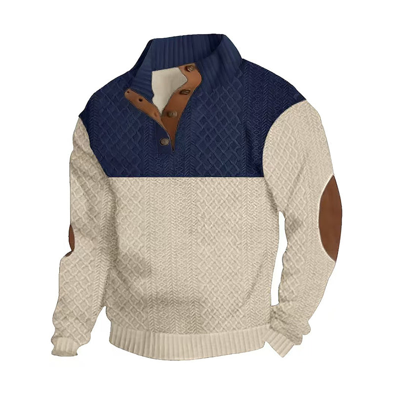 Men's Colorblock Button-Neck Sweater