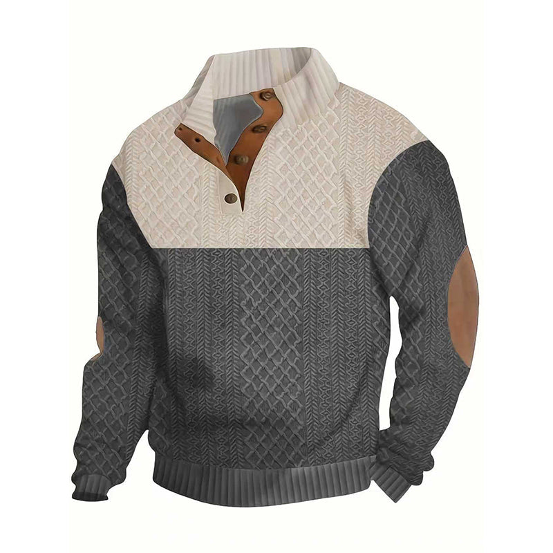 Men's Colorblock Button-Neck Sweater