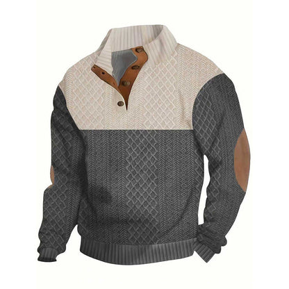 Men's Colorblock Button-Neck Sweater