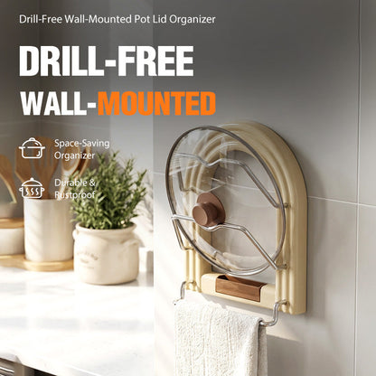 Drill-Free Wall-Mounted Pot Lid Organizer