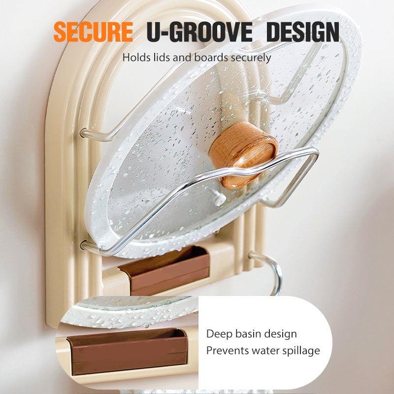 Drill-Free Wall-Mounted Pot Lid Organizer