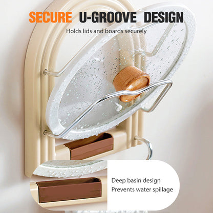 Drill-Free Wall-Mounted Pot Lid Organizer