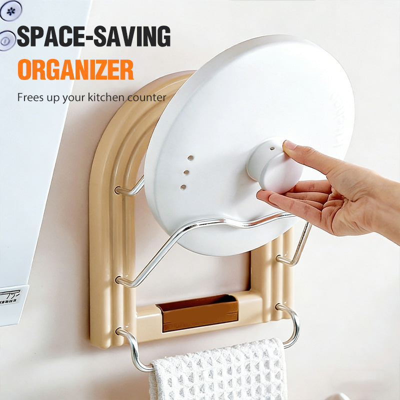 Drill-Free Wall-Mounted Pot Lid Organizer