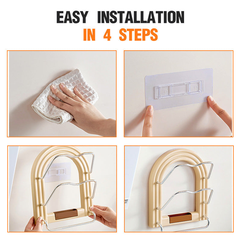 Drill-Free Wall-Mounted Pot Lid Organizer