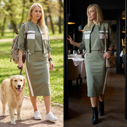 🔥LAST DAY PROMOTION - 60%OFF 💖 Women's Stand Collar Jacket & Dress Set