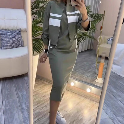 🔥LAST DAY PROMOTION - 60%OFF 💖 Women's Stand Collar Jacket & Dress Set