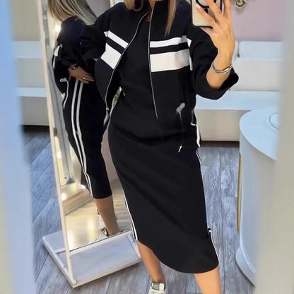 🔥LAST DAY PROMOTION - 60%OFF 💖 Women's Stand Collar Jacket & Dress Set