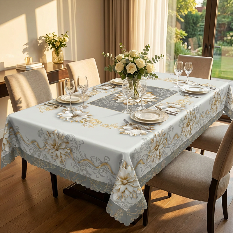 💮🍽️ Limited-Time 50% Off! Elegant Waterproof Embossed Floral Tablecloth – Oil-Resistant, Wrinkle-Free & Machine Washable