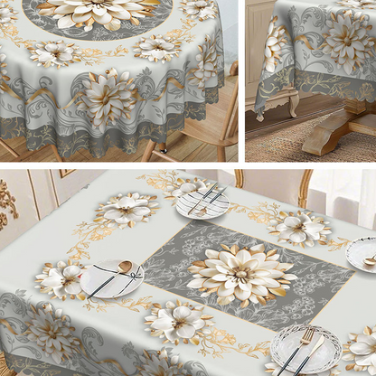 💮🍽️ Limited-Time 50% Off! Elegant Waterproof Embossed Floral Tablecloth – Oil-Resistant, Wrinkle-Free & Machine Washable