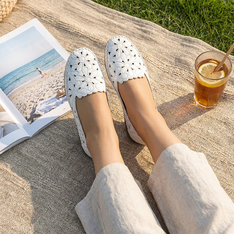 👣Women's Floral Hollow-Out Breathable Flat Loafers👡 Comfy, Breathable & Easy To Slip On 😍