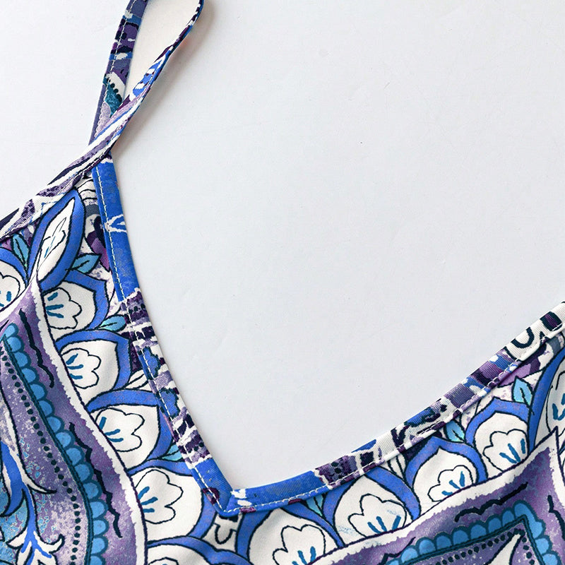 ⏳🔥2026 Verkaufsschlager🎁Damen Retro Print V-Ausschnitt Ärmelloses Maxikleid🔥Beim Kauf von 2 Stück kostenloser Versand🔥