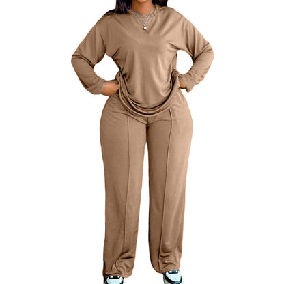 2-teiliges Set für Damen: Langarm-Oberteil und Hose mit weitem Bein